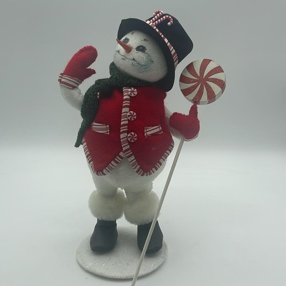 Annalee Peppermint Lollipop Snowman 2007 Christmas Decor Collectible Winter